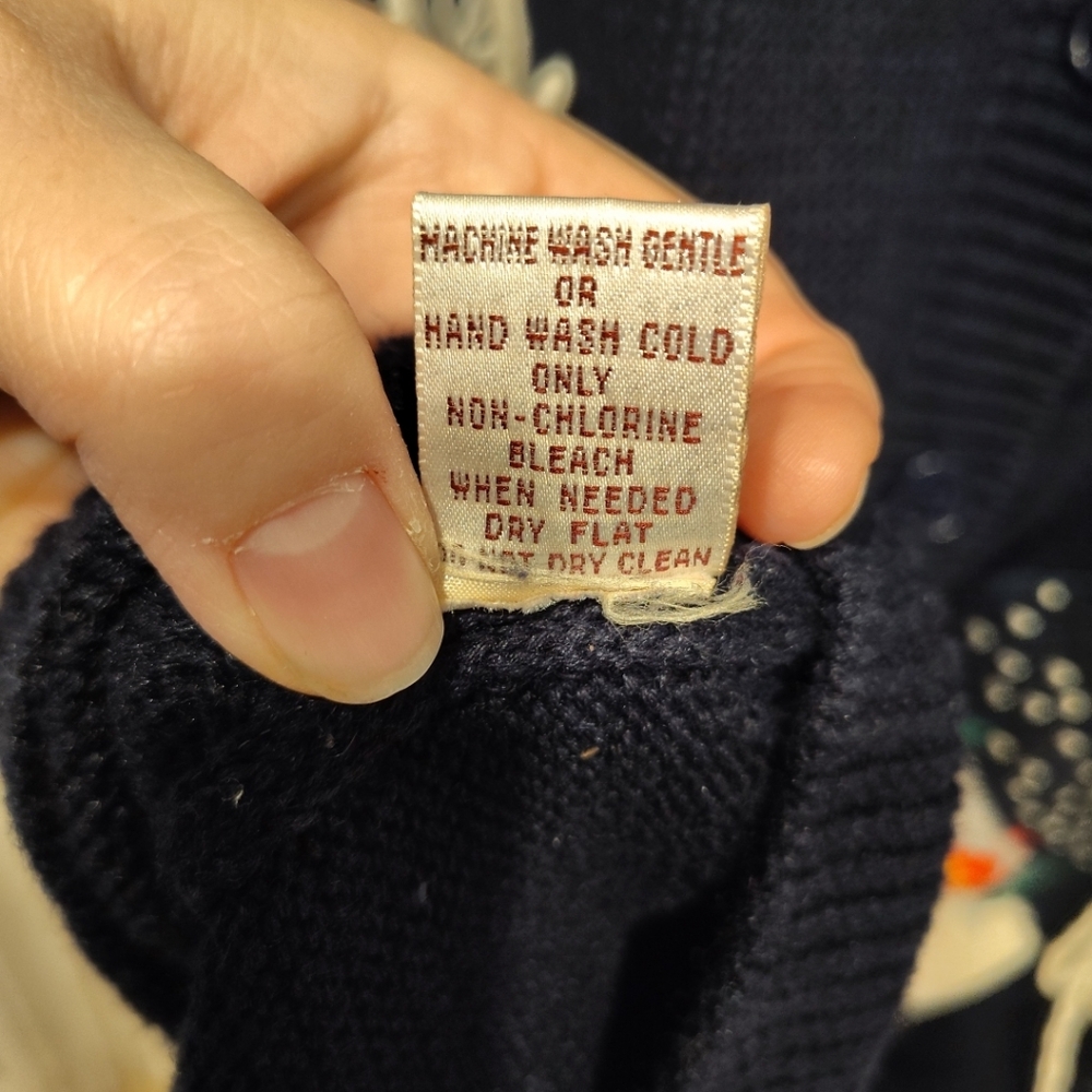 Susan Bristol Vintage 1992 Christmas Holiday Mittens Cardigan Sweater Sz L Party - Picture 8 of 9